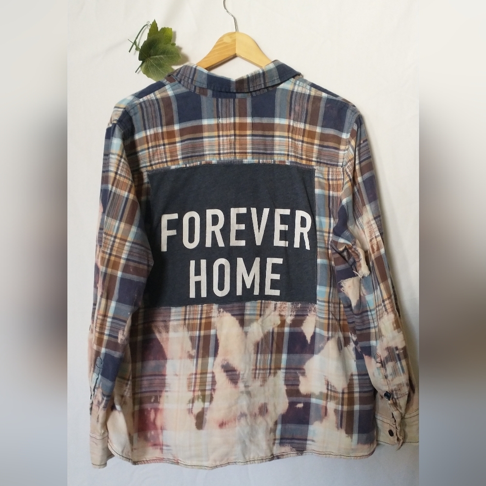 🔥IVANA RUZZO Designer Art To Wear High End Plaid Button Down Graphic Shirt L